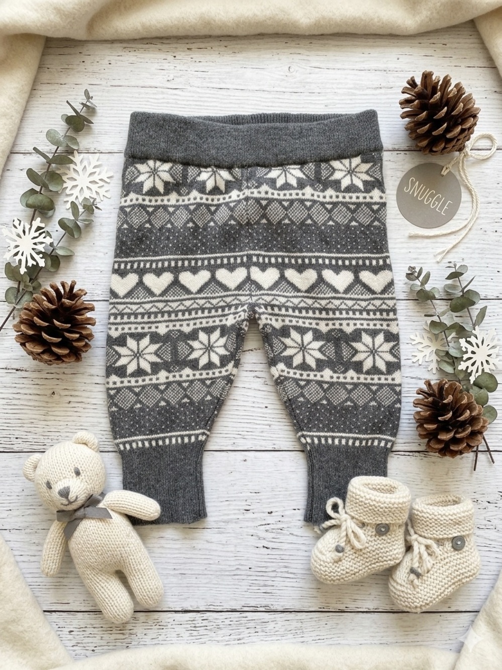 Y2K VINTAGE BNWT Joe Fresh Baby Fair Isle Leggings - Size 3-6M NWT
